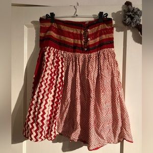 Patterned Orange Miniature Auroville Skirt